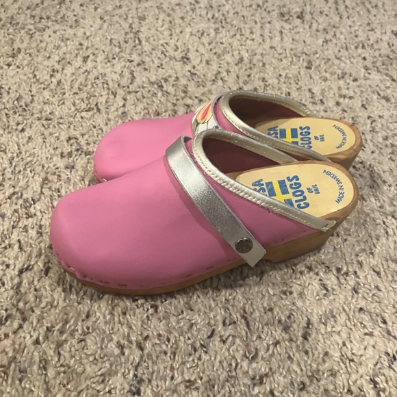 Pink Tessa Clogs handmade handprinted child size 2 - Picture 4 of 7